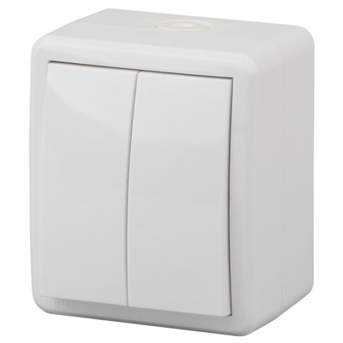 Выключатель накладной Эра Эксперт 2-кл. IP54 белый Б0020675 фото Выключатель накладной Эра Эксперт 2-кл. IP54 белый Б0020675 картинка